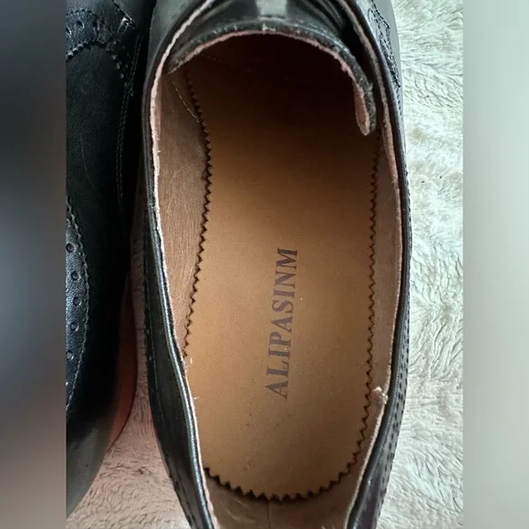 Alipasinm blackCap-Toe Lace-up Oxford men shoes size is 13